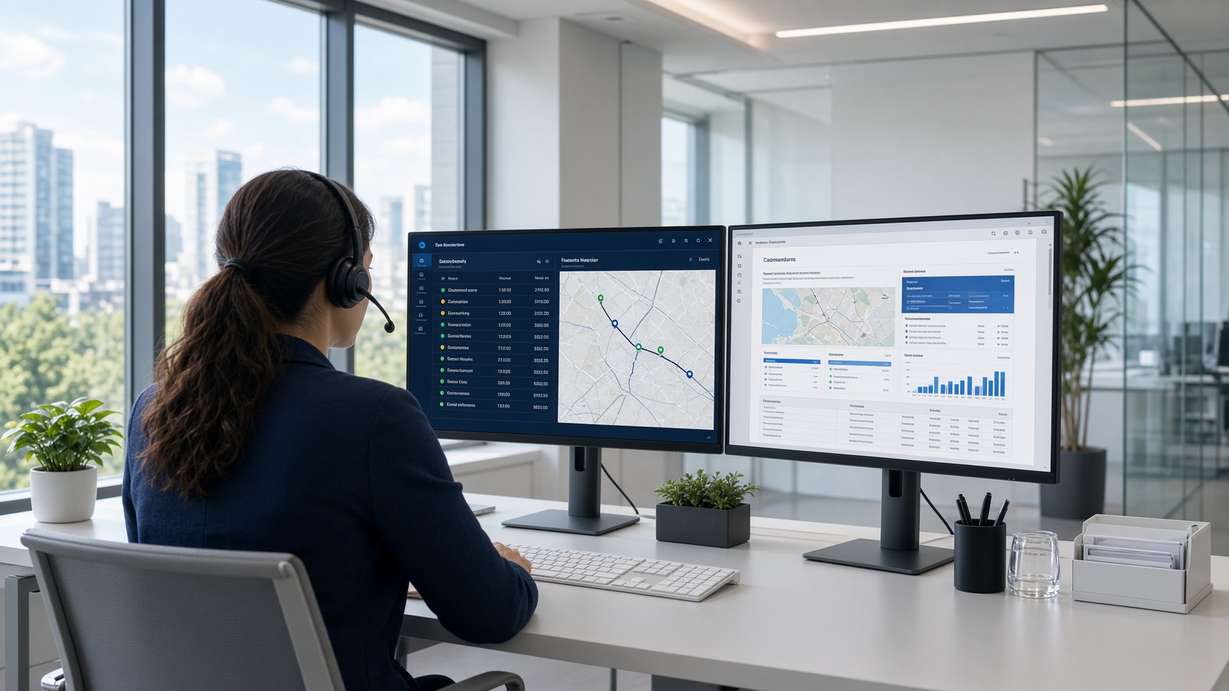 Specialist at dual monitors ordering and tracking claims reports