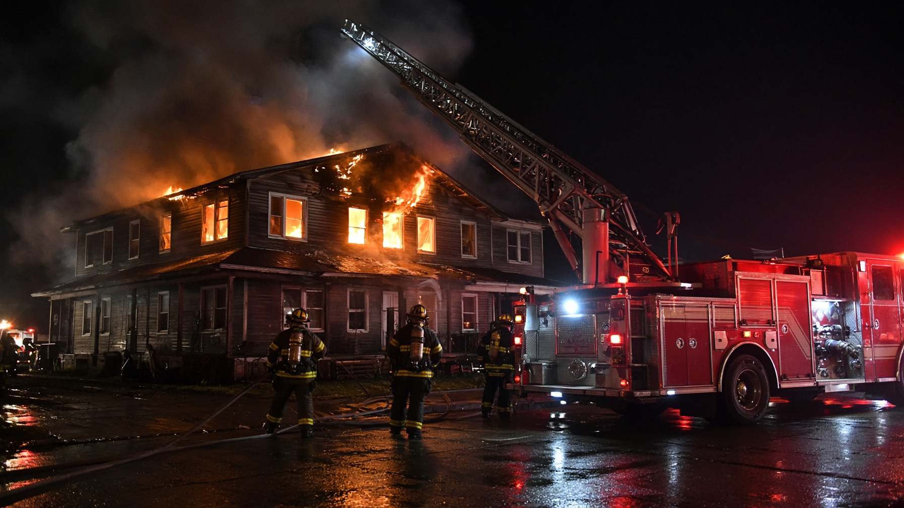 Firefighters at a structure fire response